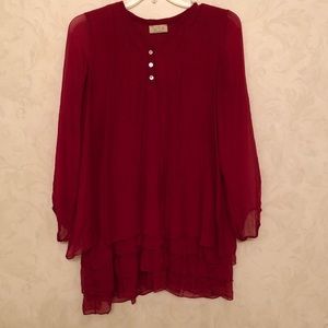Red Silk Blouse, Large